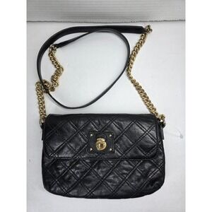 Marc Jacobs black quilted leather crossbody bag with gold-tone hardware